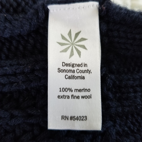 Athleta Blue Merino Wool Oversize Chunky Fisherman Turtleneck Sweater Large - Picture 5 of 5